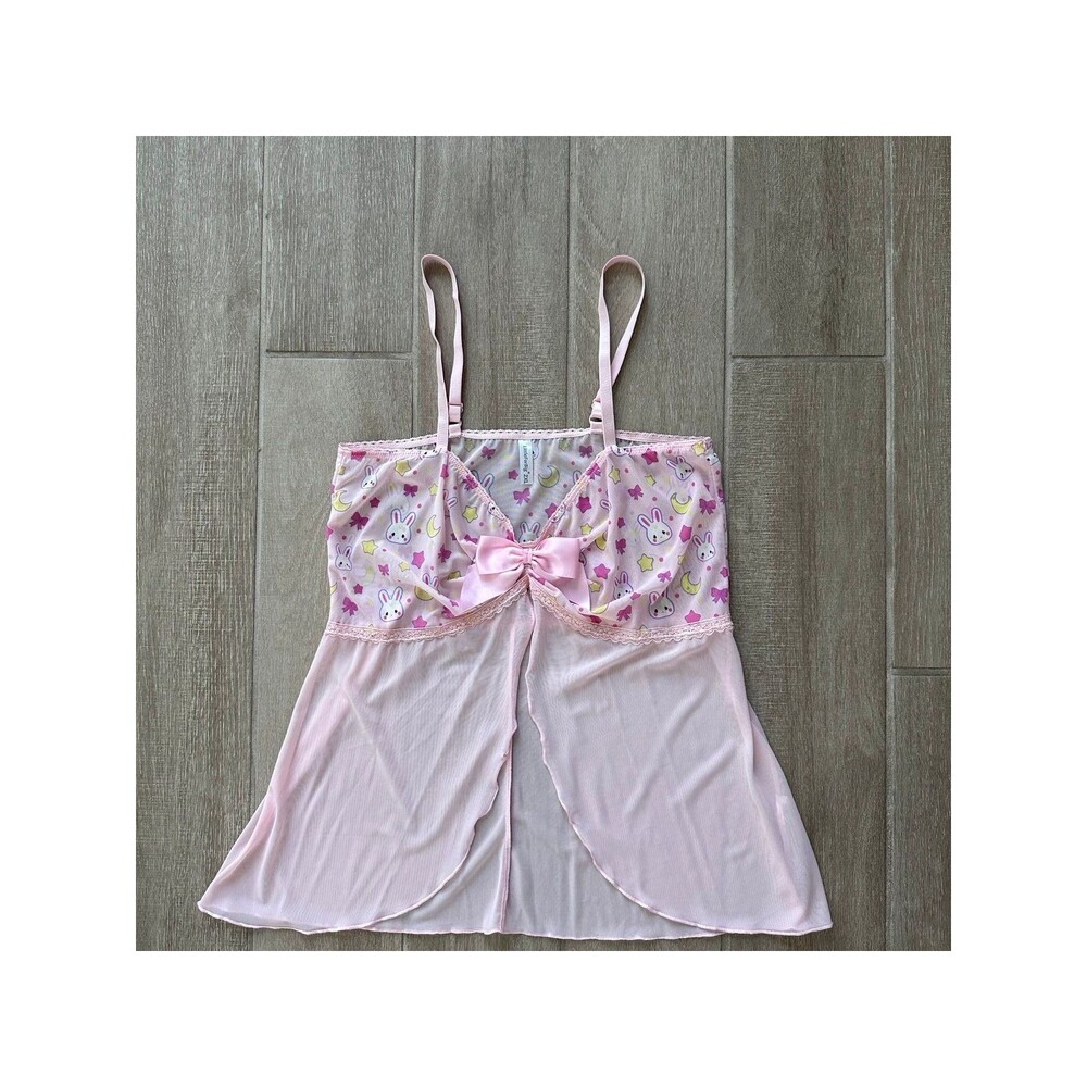 LittleForBig 2XL Pink Bunny Moon Star Mesh Babydoll Lingerie Kawaii Fairy Kei